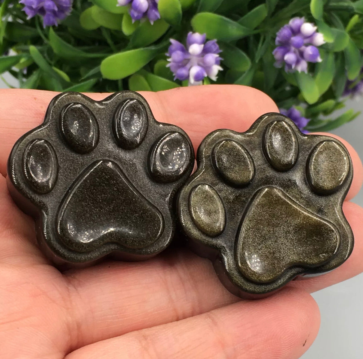 Natural Gold Obsidian gemstone carved Paw