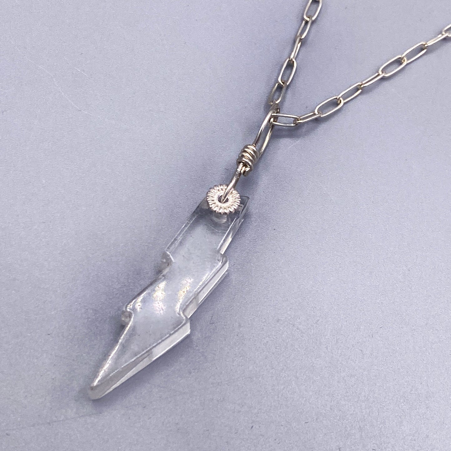 Quartz gemstone Bolt on sterling silver Necklace