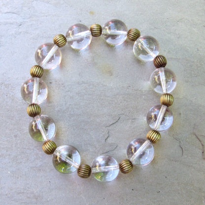 Clear Quartz and Brass Bracelet