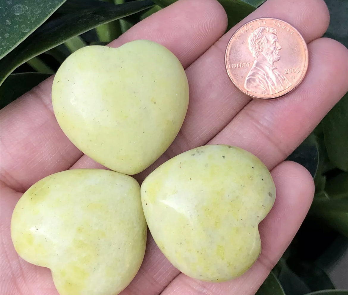 Natural Lemon Jade Hearts