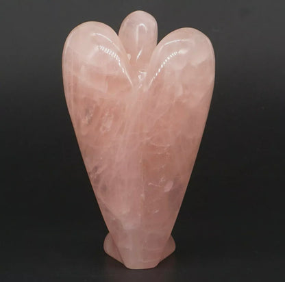 Natural Rose Quartz Angel Figurine