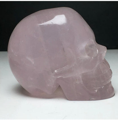 Natural Rose Quartz gemstone Carved Skull Figurine