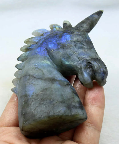 Natural labradorite carved unicorn