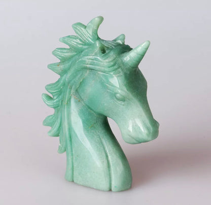 Natural Green Aventurine Unicorn Head