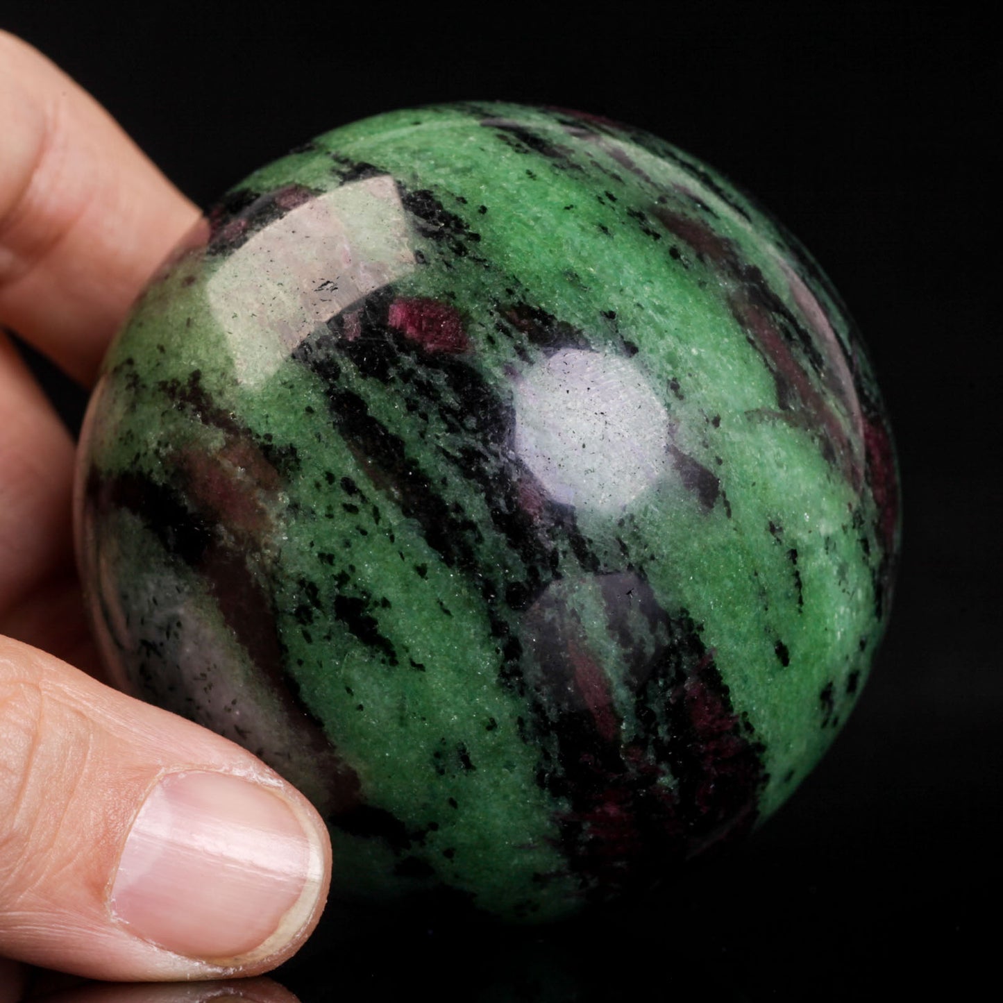 Natural Ruby zoisite crystal ball semiprecious sphere gemstone reiki healing