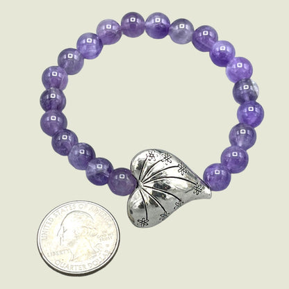 Amethyst and Silver Heart Bracelet