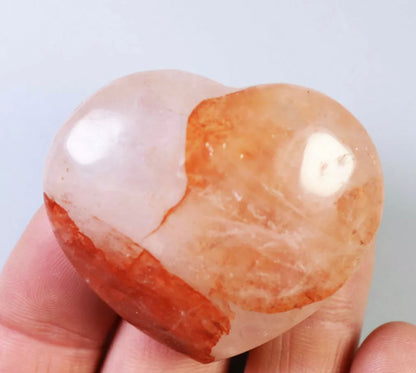 Natural Fire Hematoid Quartz Heart