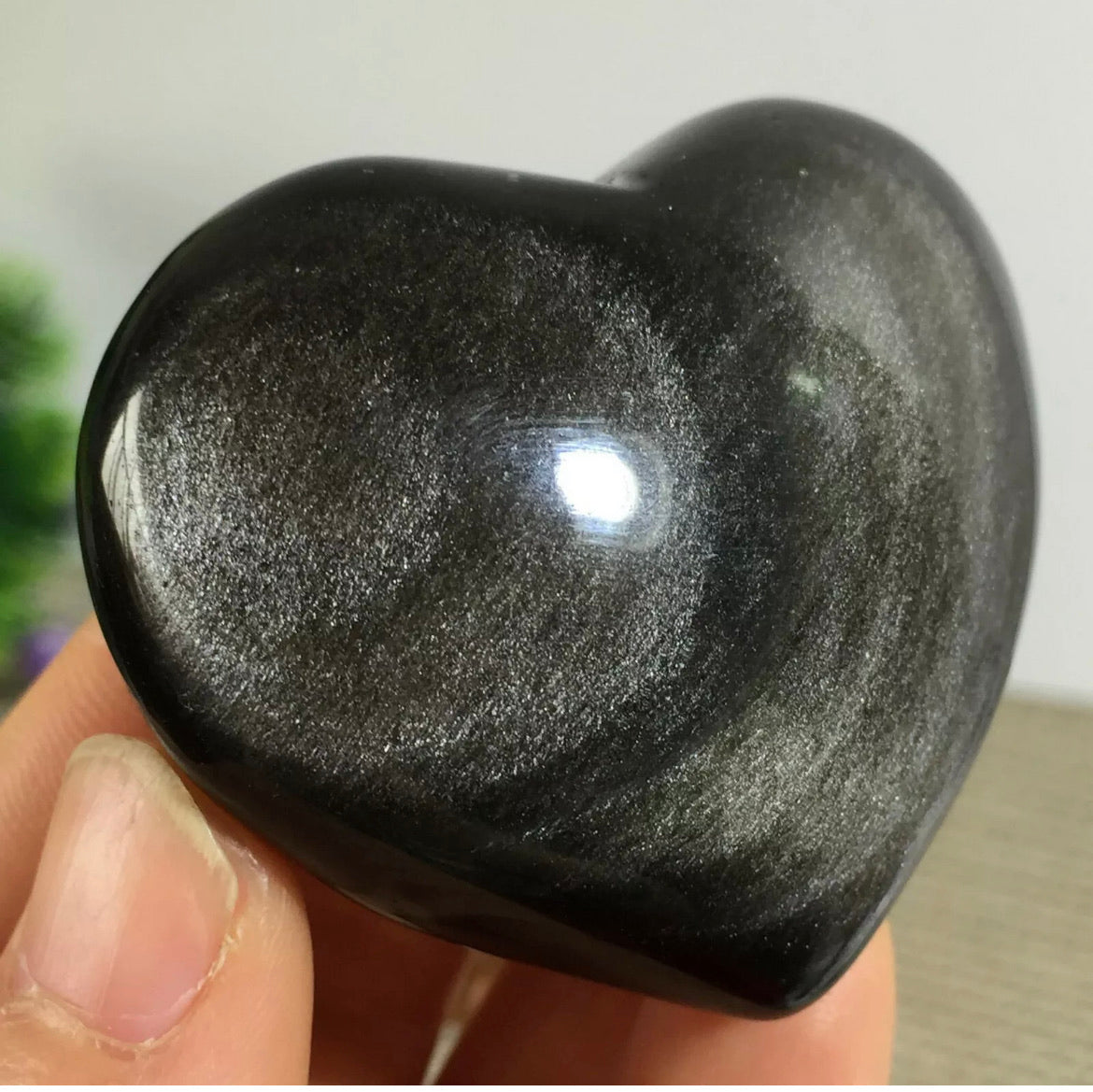 Natural Silver Obsidian heart