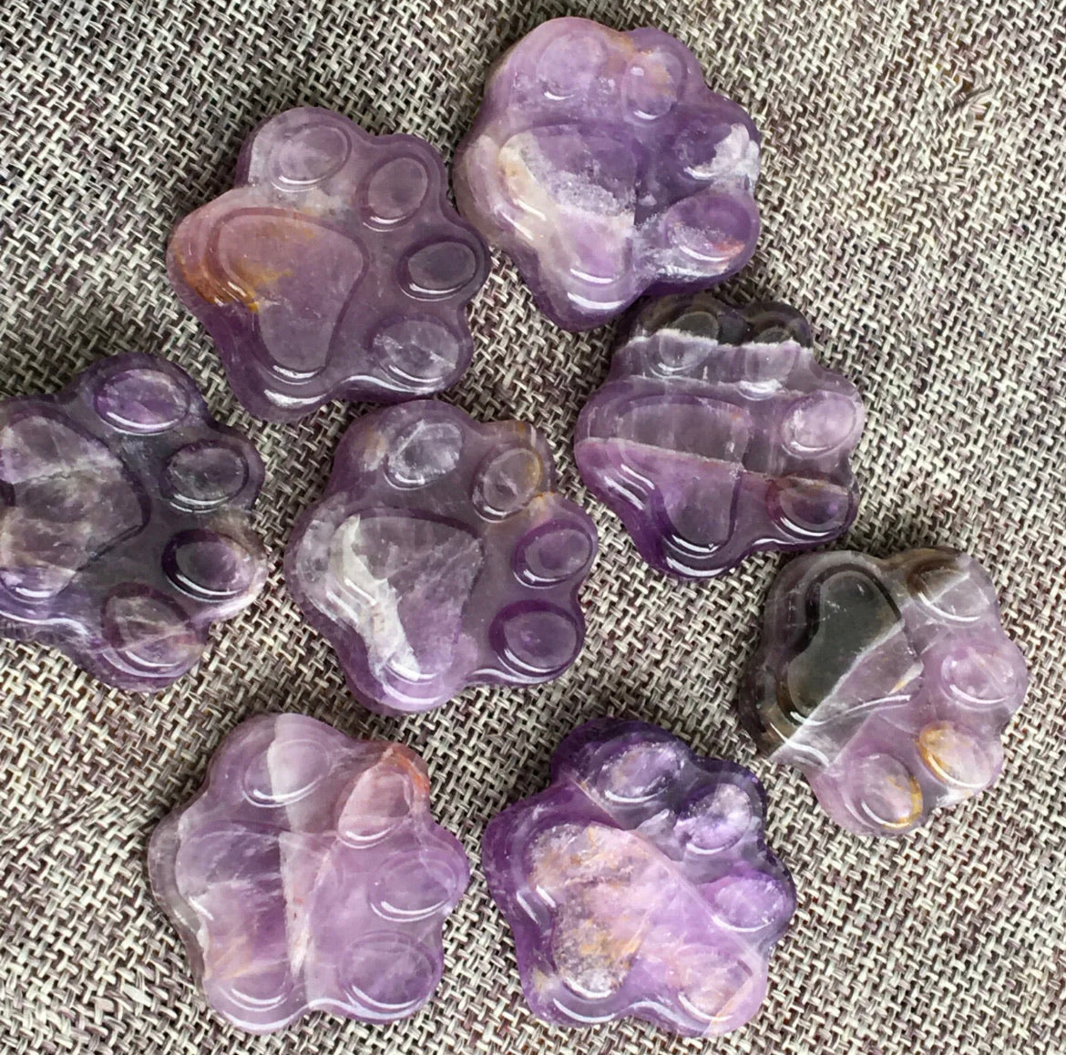 Natural Dreamy amethyst gemstone carved paw 1pc