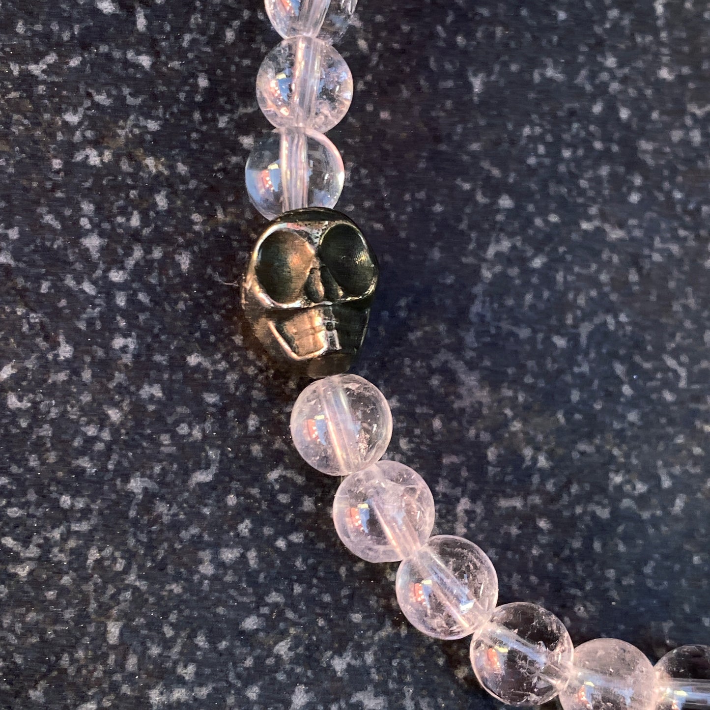 Quartz and Pyrite Skull Bracelet