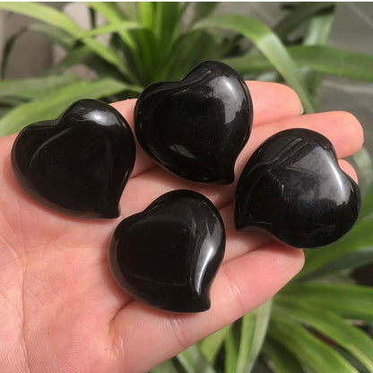 Natural Black Obsidian Hearts