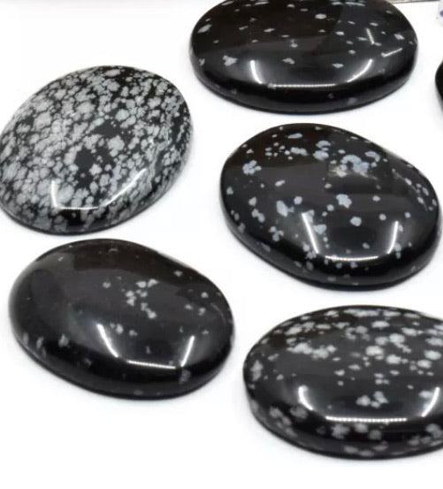 Natural Snowflake Obsidian Worry Stone