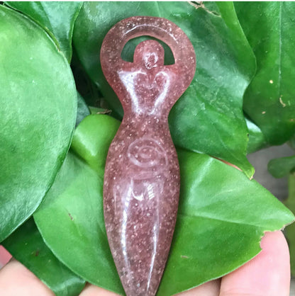 Natural Strawberry Quartz Goddess Totem