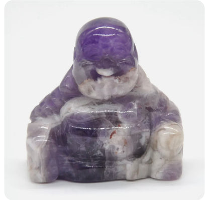 Natural Amethyst Crystal Laughing Buddha