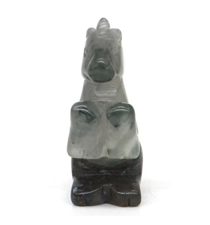 Natural African Bloodstone gemstone carved Unicorn Figurine