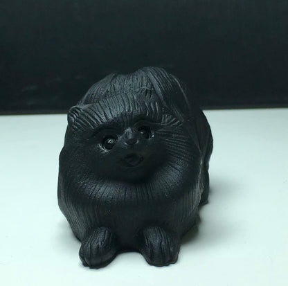 Natural Black Obsidian gemstone Pomeranian Dog