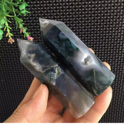 Natural Blue Moss Agate Wand