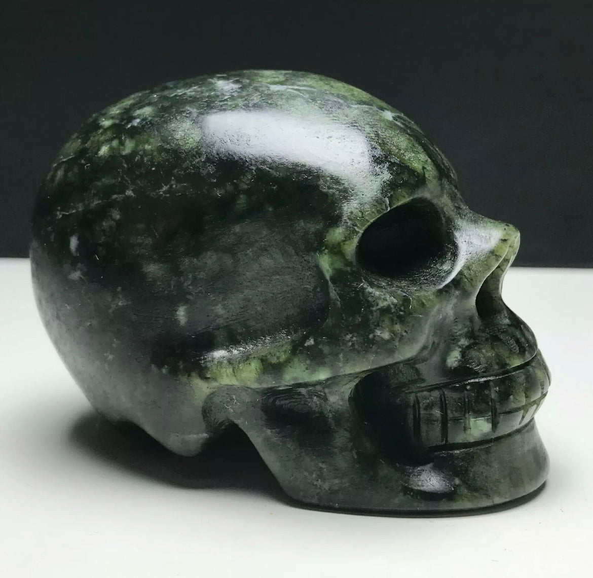 Natural Green Jade Skull