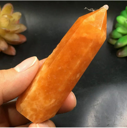 Natural Orange Calcite Crystal Wand