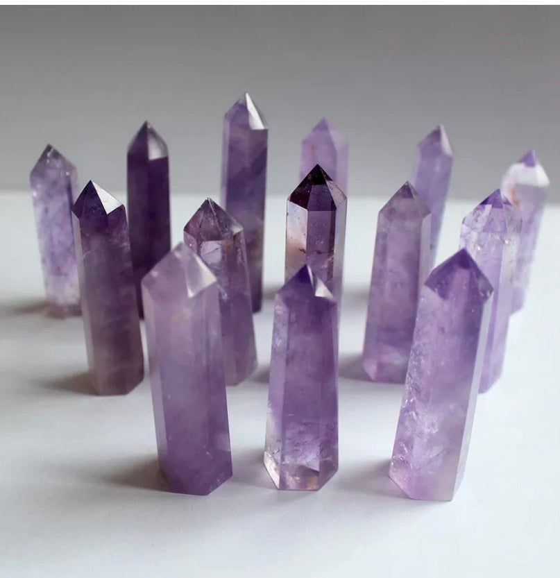 Natural Purple Amethyst gemstone Quartz Crystal Point Wand