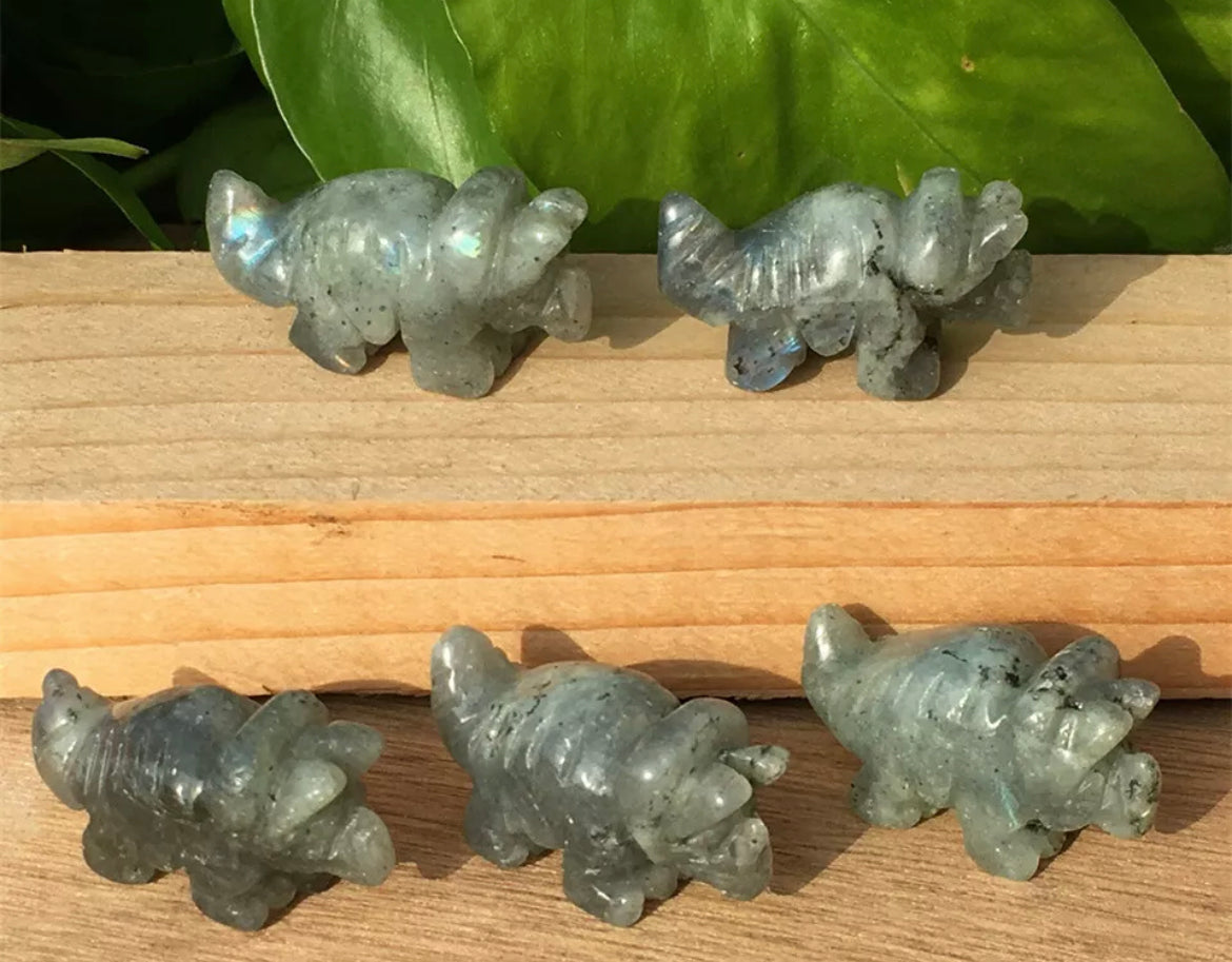 Natural Labradorite Crystal Dinosaur Figurine