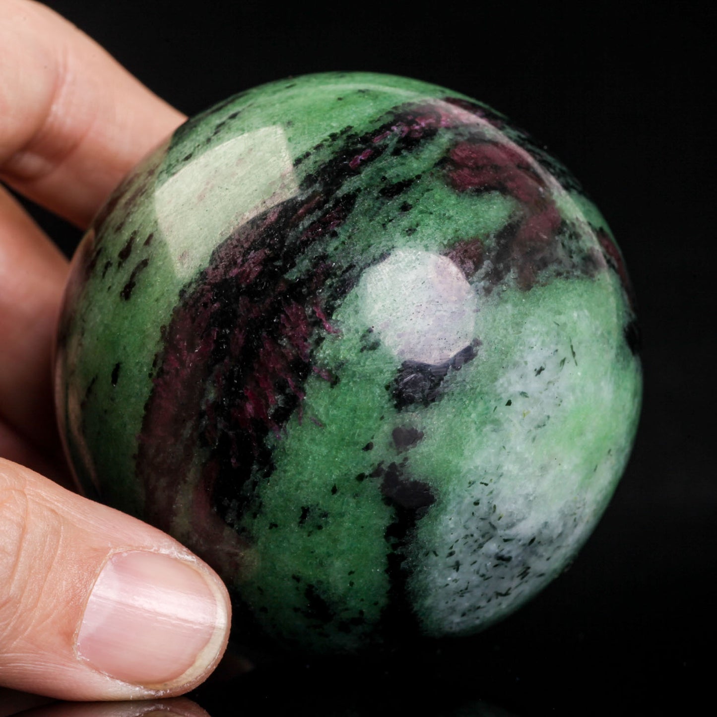 Natural Ruby zoisite crystal ball semiprecious sphere gemstone reiki healing