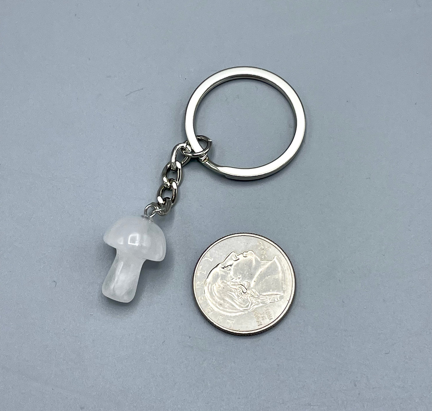 Clear Quartz Mushroom Keychain