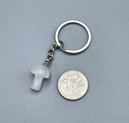 Clear Quartz Mushroom Keychain