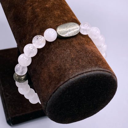 Angola Quartz and Pyrite gemstone stretch Bracelet