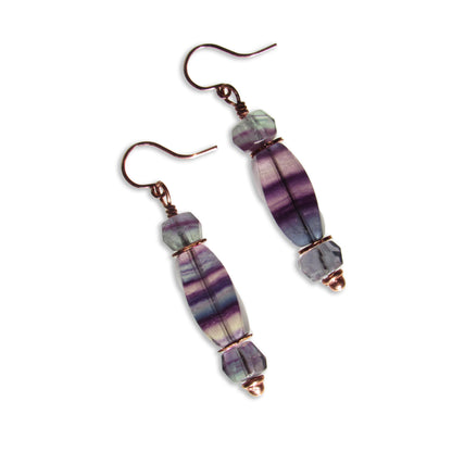 Rainbow Fluorite and Copper Earrings