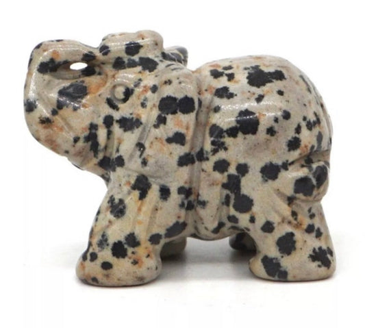 Natural Dalmatian Jasper gemstone Elephant- Small