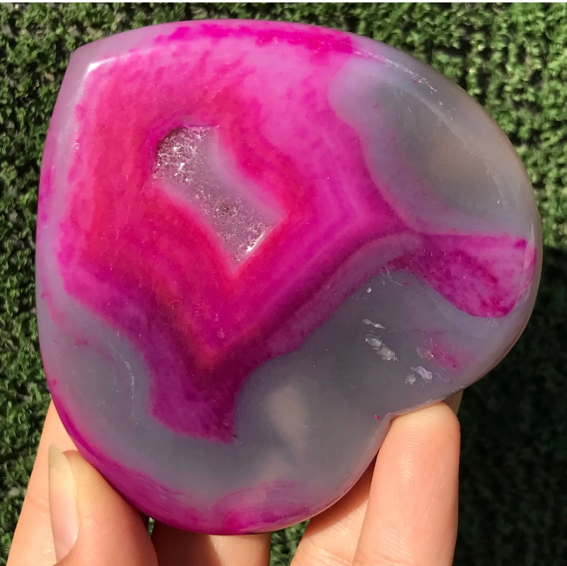 Pink Agate Geode Heart