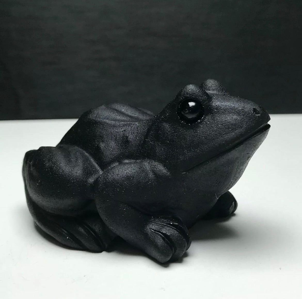 Natural Black Obsidian Frog