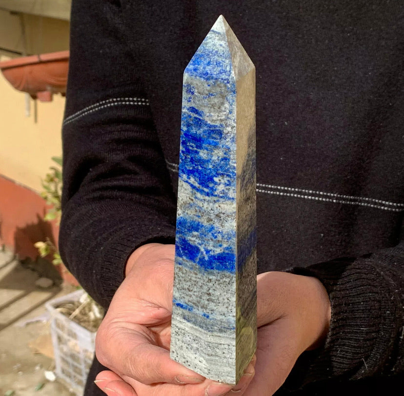 Natural Rock Lapis Lazuli Gemstone Quartz Crystal Stone Tower Point Obelisk