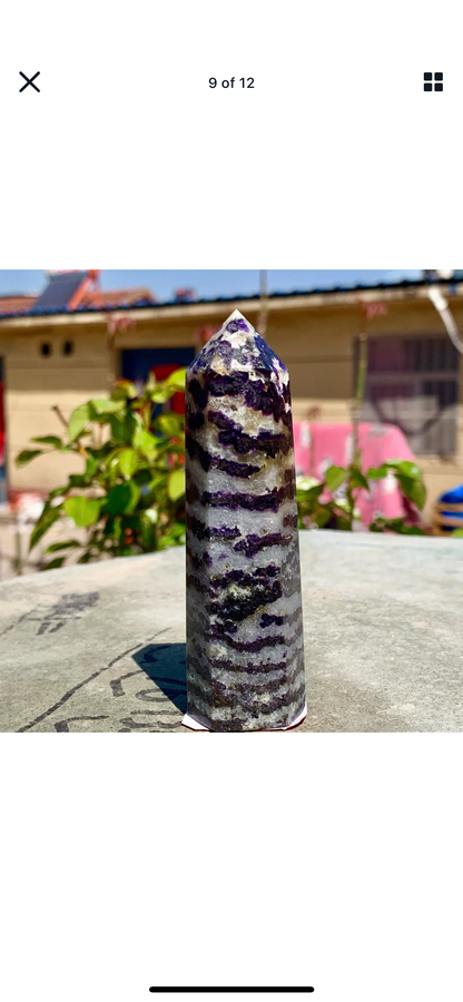 Natural Fluorite gemstone Crystal obelisk tower point wand