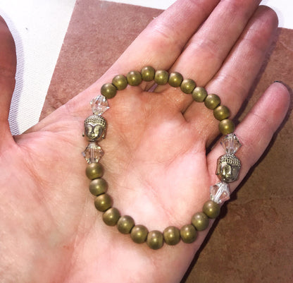 Matte gold hematite Buddha  bracelet