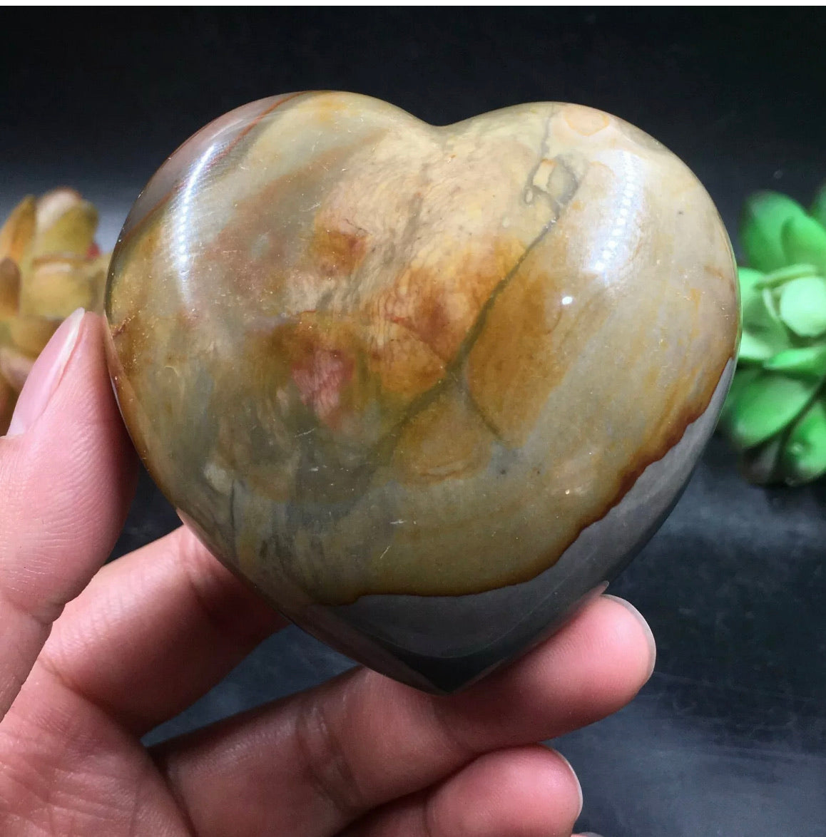 Natural polychrome Jasper gemstone Heart