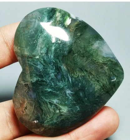 NATURAL Moss Agate heart