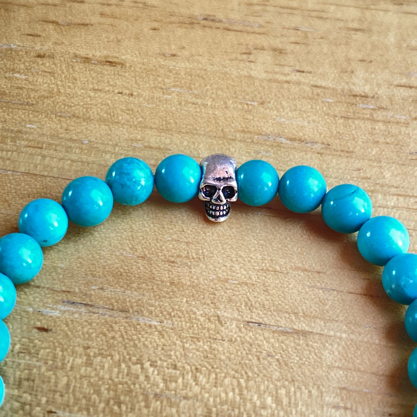 Turquoise and Sterling Silver Skull Bracelet