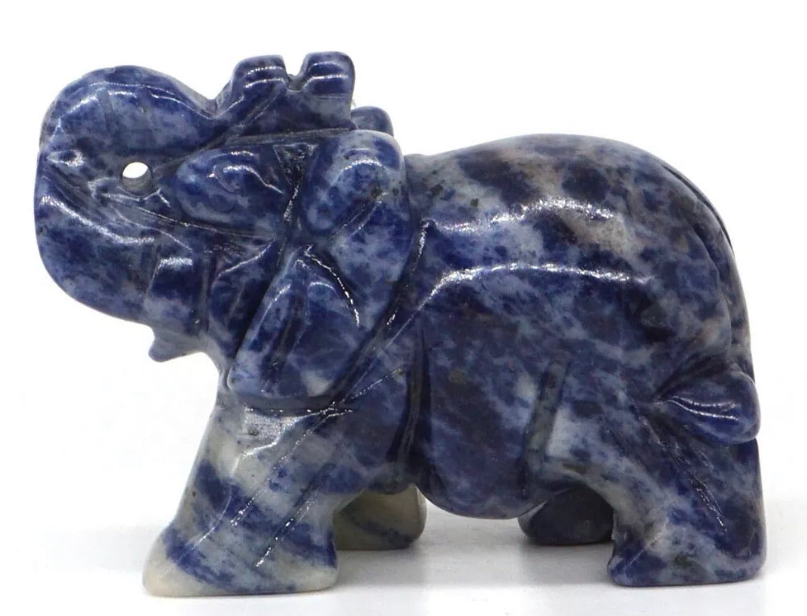 Natural Blue Sodalite gemstone carved elephant