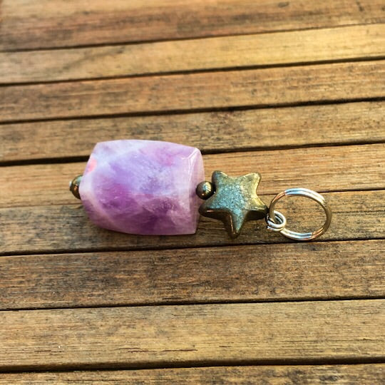 Gemstone Pet Charm with Amethyst and Pyrite