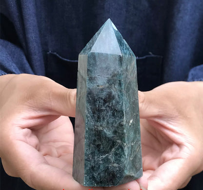 Natural Blue Apatite gemstone Tower Point Obelisk