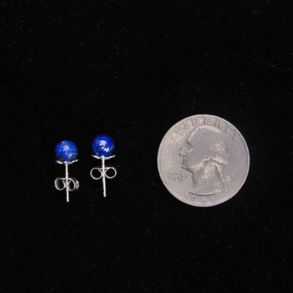 Lapis Lazuli Gemstone and Sterling Silver Stud Earrings