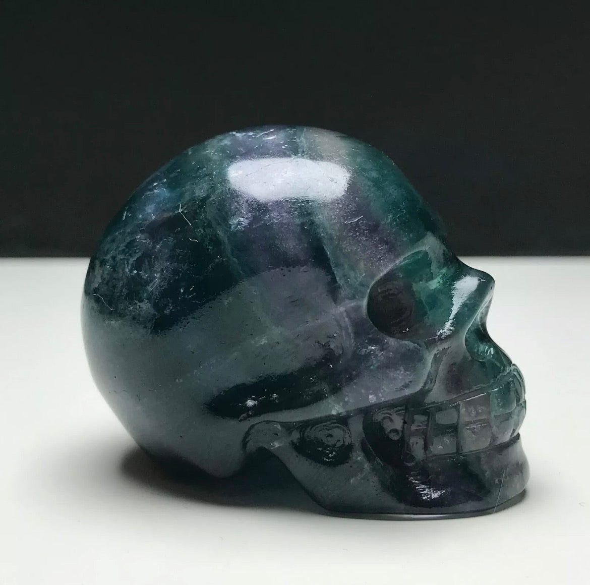 Fluorite gemstone carved Skull