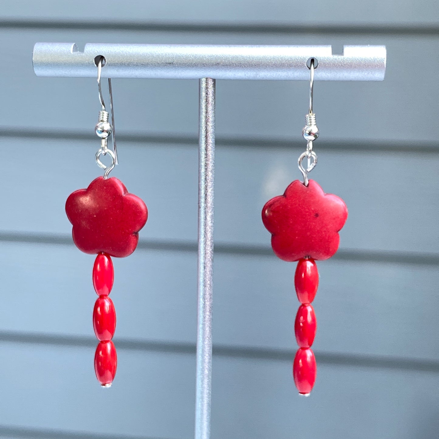 Howlite Flowers and Gemstone Earrings