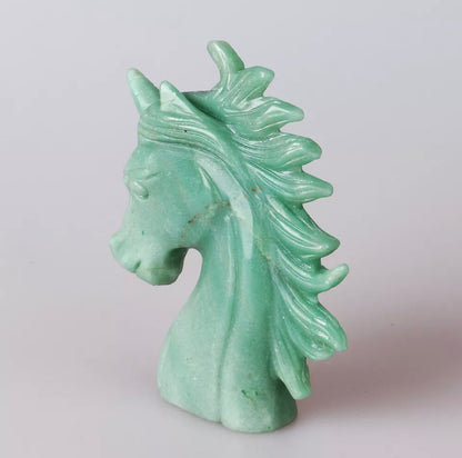 Natural Green Aventurine Unicorn Head