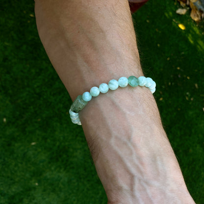 Green Moonstones, Aventurine and Prehnite Gemstone stretch bracelet