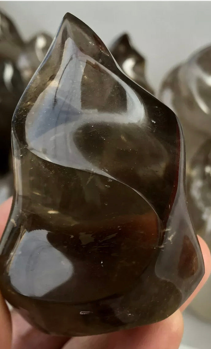 Natural Smokey Topaz gemstone Flame with polished point