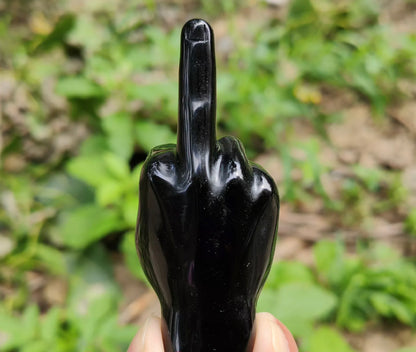 Natural Black Obsidian Middle Finger