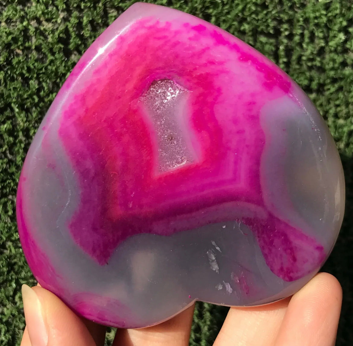 Pink Agate Geode Heart